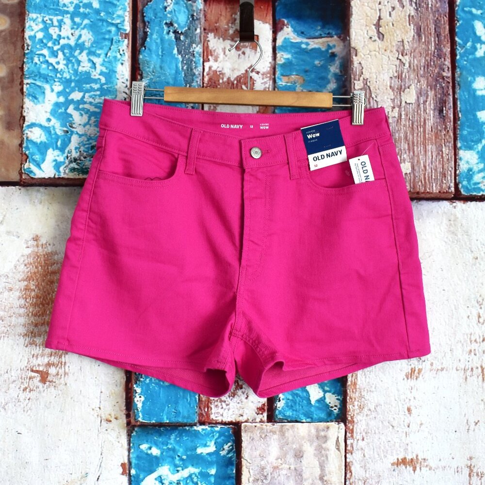 Women's Old Navy High-Waisted Wow Jean Shorts SIZE 12 Polarized Pink NEW